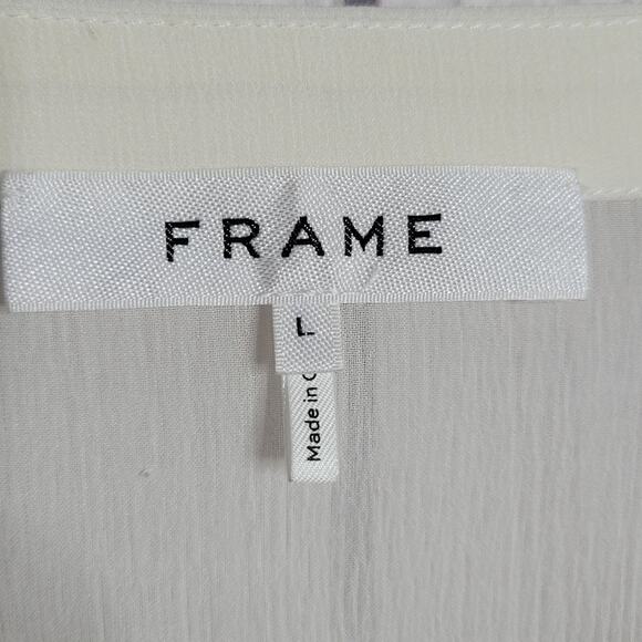 FRAME Feminine Tuck 100% Silk Off White Top, NWT, size Large - Picture 6 of 8